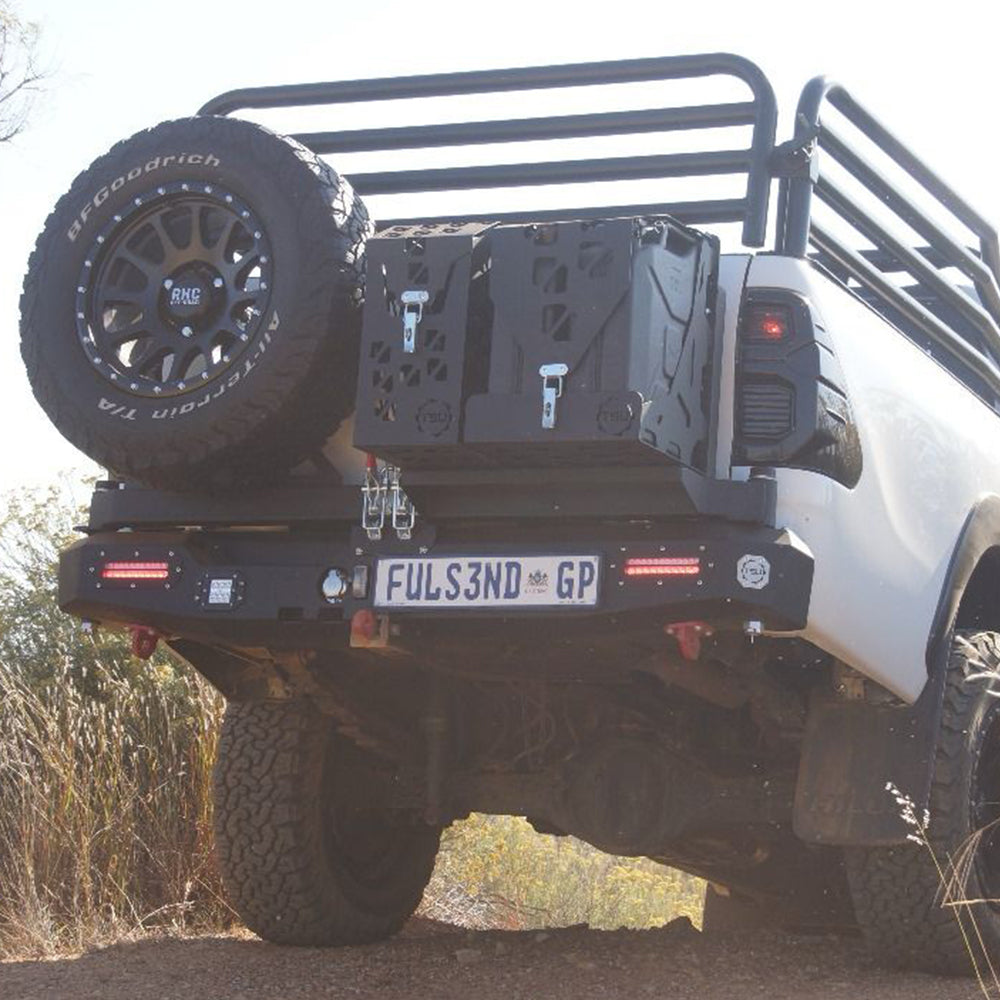 Hilux rear replacement bumper with swing arms