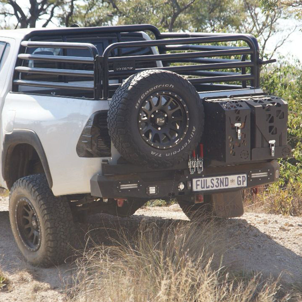 Hilux rear replacement bumper with swing arms
