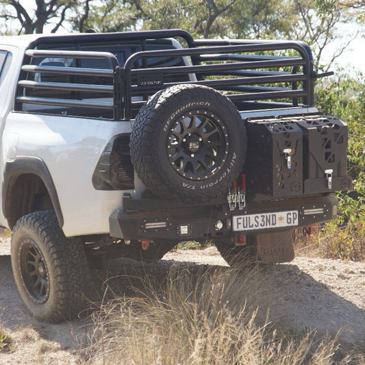 Hilux rear replacement bumper with swing arms