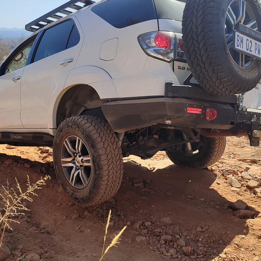 Fortuner rear replacement bumper with swing arms