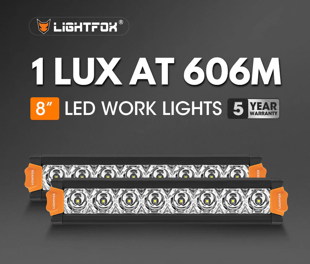 Lightfox Vega Series Pair 8inch Osram LED Light Bar 1Lux @ 606m 8,856 Lumens